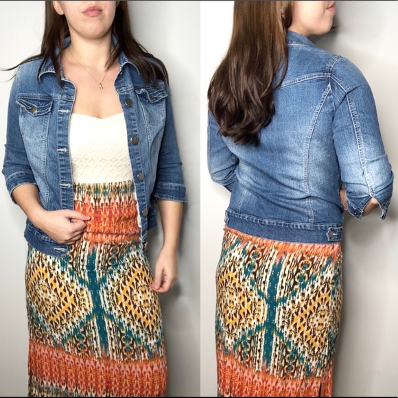 Baccini Jackets & Blazers - Baccini // 3/4 Sleeve Jean Jacket